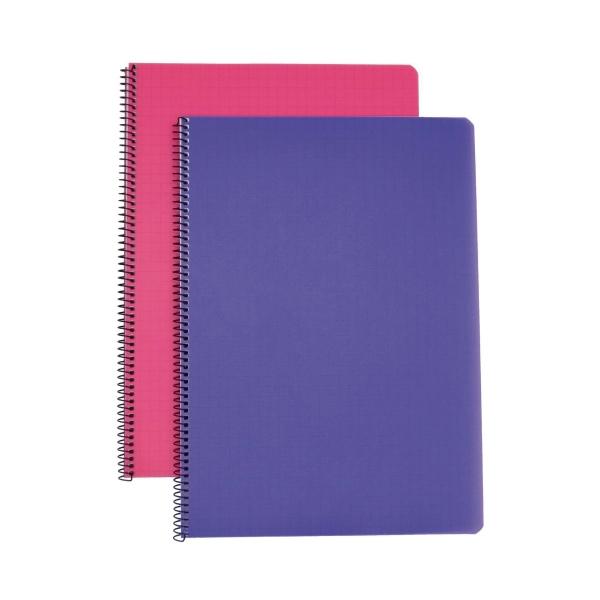 Paperipiste_muovikansivihko_ruudutettu_A4_80_7x7_mm_pinkki_liila__1_kpl_5_vihkoa